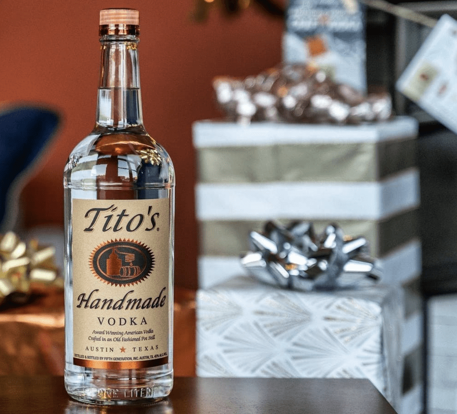 Tito's Vodka at a shelf